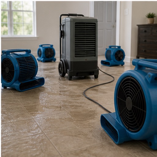 Drying equipment set up after water damage