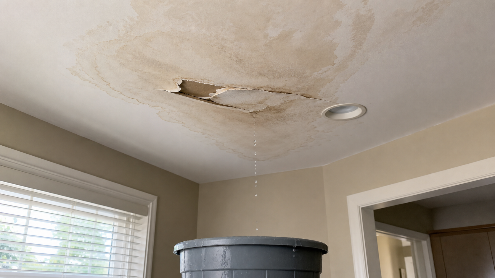 Ceiling leak water damage