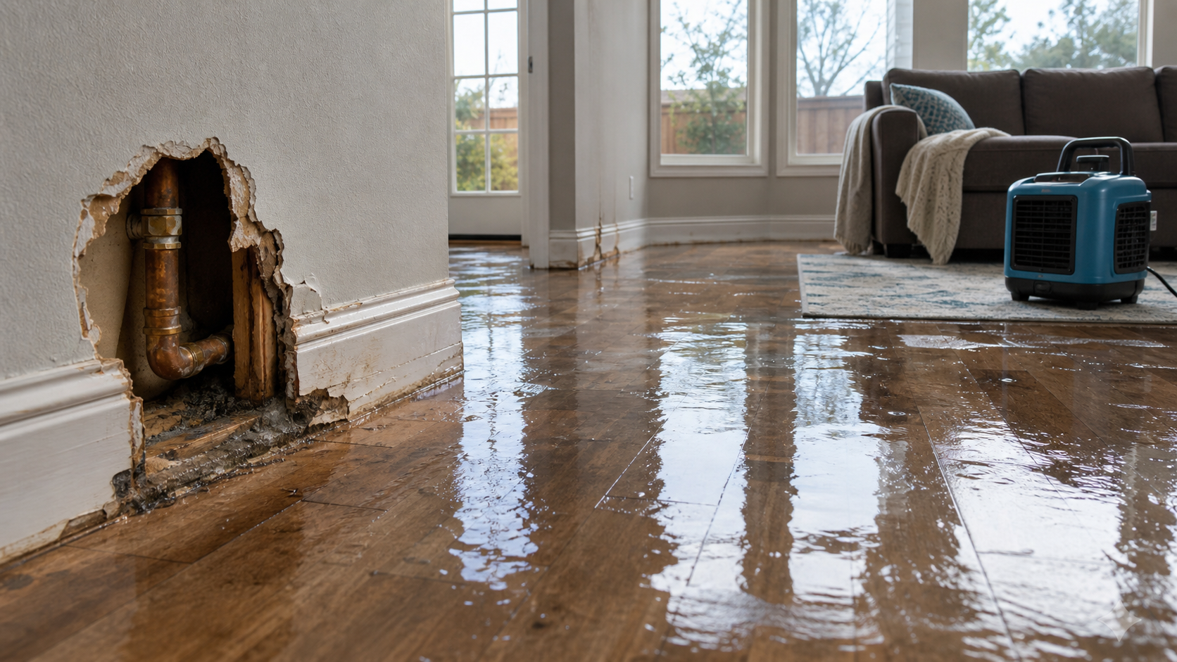 Standing water inside a home